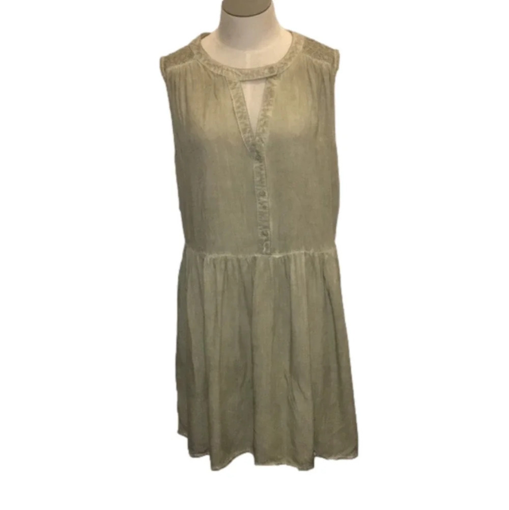 Umgee Washed Olive Green Sleeveless Dress